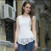 Peplum Cavada Renda Guipir Branca G